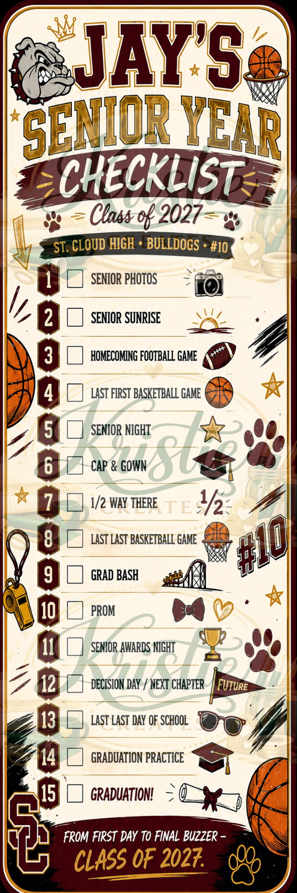 Digital Personalized Senior Year Checklist Banner - Print Ready File